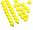6mm Bright yellow heart czech glass beads - 30pc