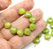 9mm Green glass shell beads gold wash Czech beach seashell beads - 20Pc