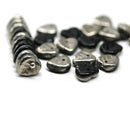 9mm Black leaf silver coating Heart shaped triangle Czech glass leaves - 30pc