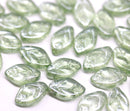 12x7mm Antique green leaf beads Czech glass 30Pc