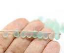 5x7mm Frosted green pink glass drops, czech teardrop beads - 40pc