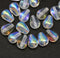 11x7mm Crystal clear pear shape teardrop czech glass beads AB finish, 20pc