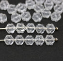 6mm Crystal clear daisy flower czech glass beads, 30pc