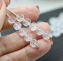 6mm Crystal clear daisy flower czech glass beads, 30pc