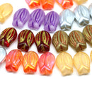 16x11mm Large tulip flower Czech glass beads 6Pc