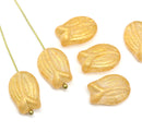 16x11mm Large tulip flower Czech glass beads 6Pc
