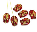16x11mm Large tulip flower Czech glass beads 6Pc