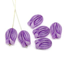 16x11mm Large tulip flower Czech glass beads 6Pc