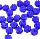 6mm Dark blue daisy flower czech glass beads, 30pc