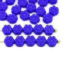 6mm Dark blue daisy flower czech glass beads, 30pc