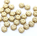 6mm Golden daisy flower czech glass beads, 30pc
