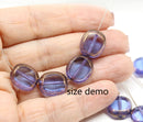 14x12mm Picasso blue oval beads czech glass, 4Pc