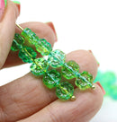 6mm Green blue daisy flower czech glass beads, 30pc