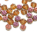 6mm Brown copper daisy flower czech glass beads, 30pc