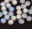 6mm Frosted glass daisy flower czech glass beads, 30pc