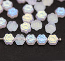 6mm Frosted glass daisy flower czech glass beads, 30pc