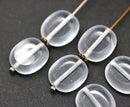 14x12mm Crystal clear oval table cut beads czech glass, 6Pc