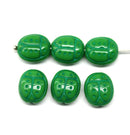 13x11mm Black green glass ladybug czech beads