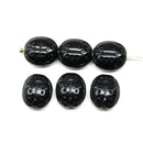 13x11mm Black green glass ladybug czech beads