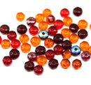 2x3mm Orange red rondelle tiny czech glass spacers beads mix, 50Pc