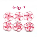 14mm Pink flower bead cap Czech glass - 6Pc