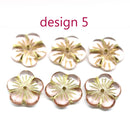 14mm Pink flower bead cap Czech glass - 6Pc