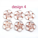 14mm Pink flower bead cap Czech glass - 6Pc