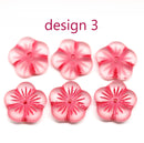 14mm Pink flower bead cap Czech glass - 6Pc