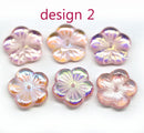 14mm Pink flower bead cap Czech glass - 6Pc