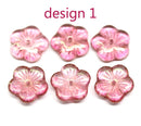 14mm Pink flower bead cap Czech glass - 6Pc