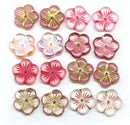 14mm Pink flower bead cap Czech glass - 6Pc