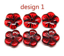 14mm Red flower bead cap Czech glass - 6Pc