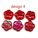 14mm Red flower bead cap Czech glass - 6Pc