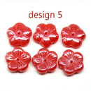 14mm Red flower bead cap Czech glass - 6Pc
