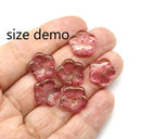 14mm Pink flower bead cap Czech glass - 6Pc