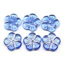 14mm Blue black flower bead cap Czech glass - 6Pc