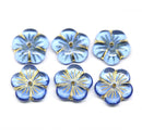 14mm Blue black flower bead cap Czech glass - 6Pc