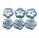14mm Blue black flower bead cap Czech glass - 6Pc