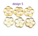 14mm Purple yellow flower bead cap Czech glass - 6Pc