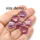14mm Purple yellow flower bead cap Czech glass - 6Pc