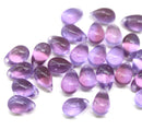 6x9mm Lilac purple teardrops Czech Glass drop beads 30pc