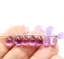 6x9mm Lilac purple teardrops Czech Glass drop beads 30pc