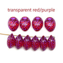 12x9mm Red strawberry czech glass beads jewelry making, 10Pc
