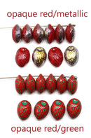 12x9mm Red strawberry czech glass beads jewelry making, 10Pc