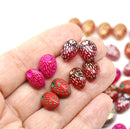 12x9mm Red strawberry czech glass beads jewelry making, 10Pc