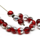 8mm Red czech glass round pressed druk beads 20Pc