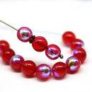 8mm Red czech glass round pressed druk beads 20Pc