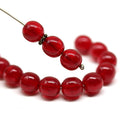 8mm Red czech glass round pressed druk beads 20Pc