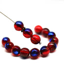 8mm Red czech glass round pressed druk beads 20Pc