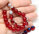 8mm Red czech glass round pressed druk beads 20Pc